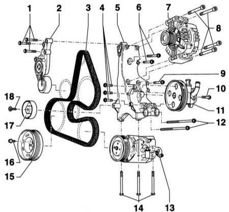 3.4.4 Снятие и установка ремня привода вспомогательных агрегатов Audi A4
