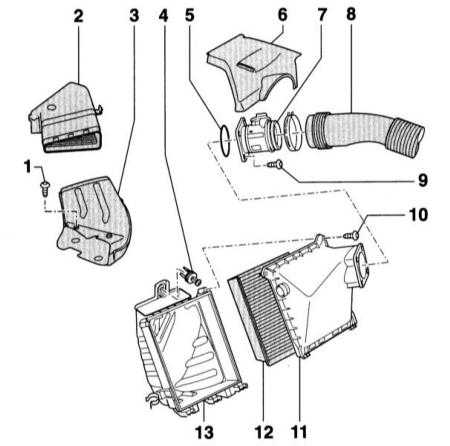 5.1.6 Снятие и установка воздушного фильтра Audi A4