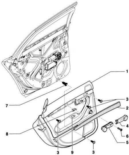 12.4.13 Снятие и установка облицовки задней двери Audi A4