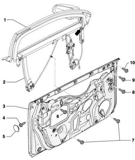 12.4.16 Снятие и установка рамы окна передней двери Audi A4