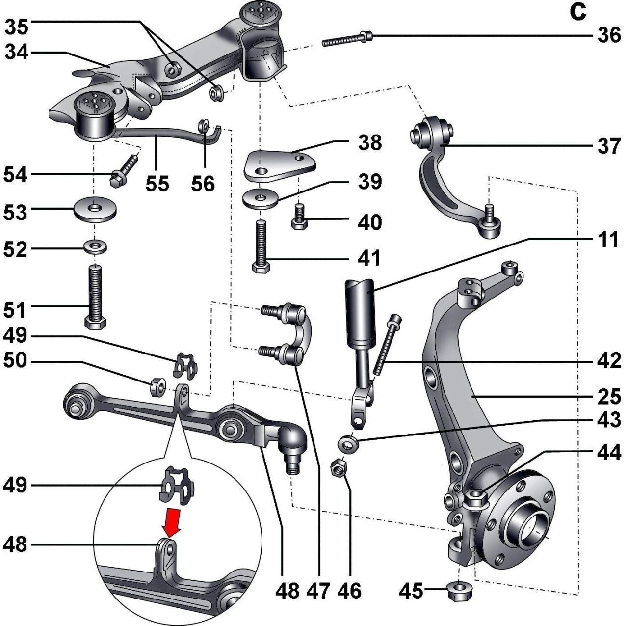 Передняя подвеска ауди 100 с3 схема