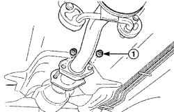 Расположение гаек (1) крепления приемной выхлопной трубы к переднему глушителю