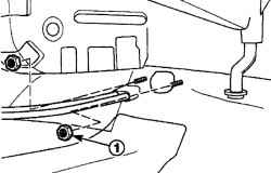 Расположение гаек (1) и вытягивание троса из салона автомобиля