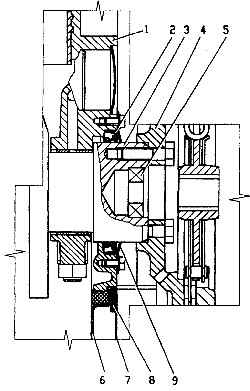 Расположение болта (1) крепления механизма натяжения и болта (2) регулировки натяжения ремня на двигателе TU5JP4 с усилителем рулевого управления и системой кондиционирования воздуха