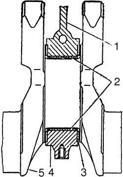 Средний (упорный) коренной подшипник коленчатого вала