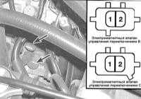 13.2.6  Проверка и замена электромагнитных клапанов управления функционированием   трансмиссии Honda Accord