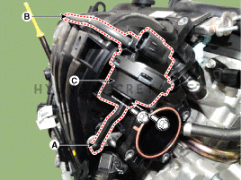 2. Привод электромагнитного клапана системы впуска с изменяемой геометрией (VIS). Снятие и установка Hyundai creta