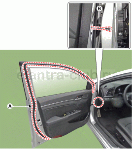 10. Боковой уплотнитель передней двери. Замена Hyundai Elantra AD
