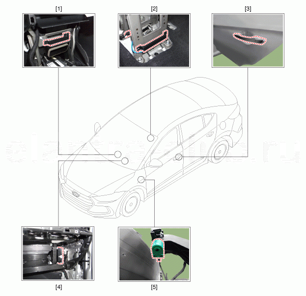 2. Компоненты и их расположение Hyundai Elantra AD