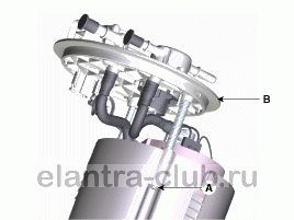 5. Электродвигатель топливного насоса. Снятие Hyundai Elantra AD