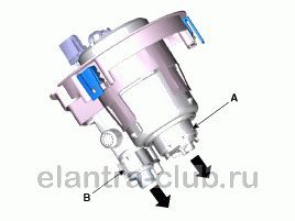 5. Топливный фильтр. Снятие Hyundai Elantra AD