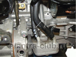 6. Маслянный радиатор. Снятие Hyundai Elantra AD