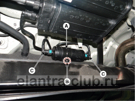 6. Топливный фильтр. Снятие Hyundai Elantra AD