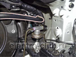 7. Главный цилиндр привода выключения сцепления. Снятие Hyundai Elantra AD