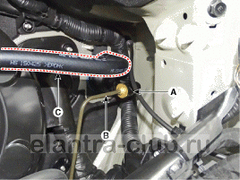 7. Главный цилиндр привода выключения сцепления. Снятие Hyundai Elantra AD