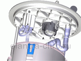 6. Электродвигатель топливного насоса. Снятие Hyundai Elantra AD