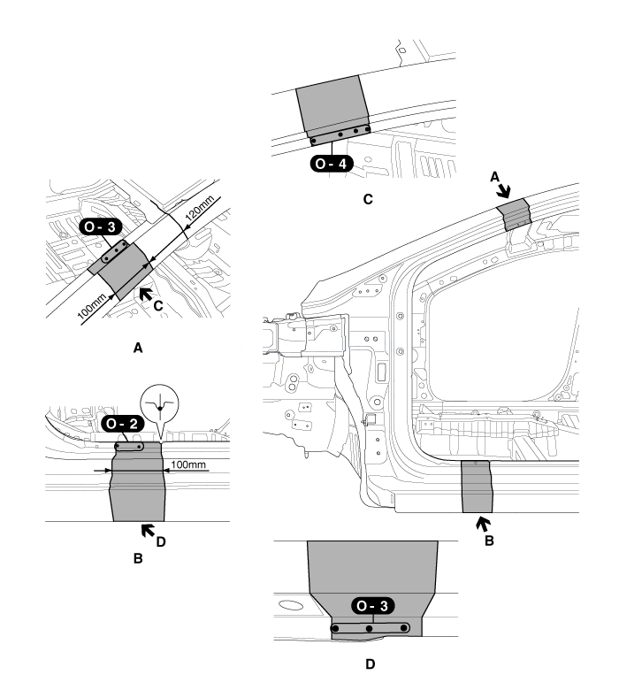 1. Установка внешней панели передней стойки  , Внутренняя панель передней стойки Hyundai Elantra MD