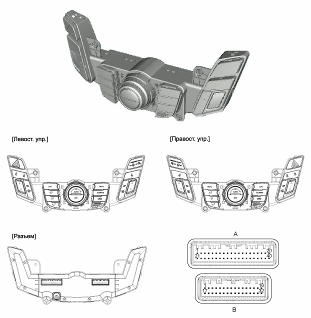 1. Компоненты блока управления климат-контролем Hyundai i40