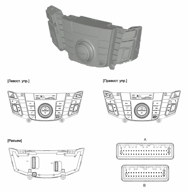 1. Компоненты блока управления климат-контролем Hyundai i40