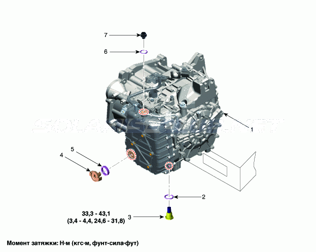 1. Местоположение компонентов Hyundai Solaris HCr