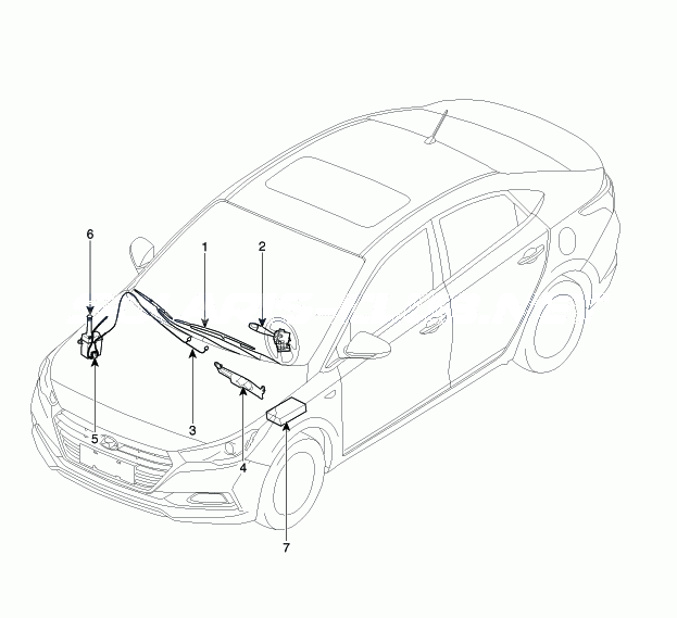 1. Расположение компонентов Hyundai Solaris HCr