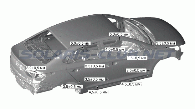 8. Зазоры между панелями кузова. Ремонт кузова Hyundai Solaris HCr