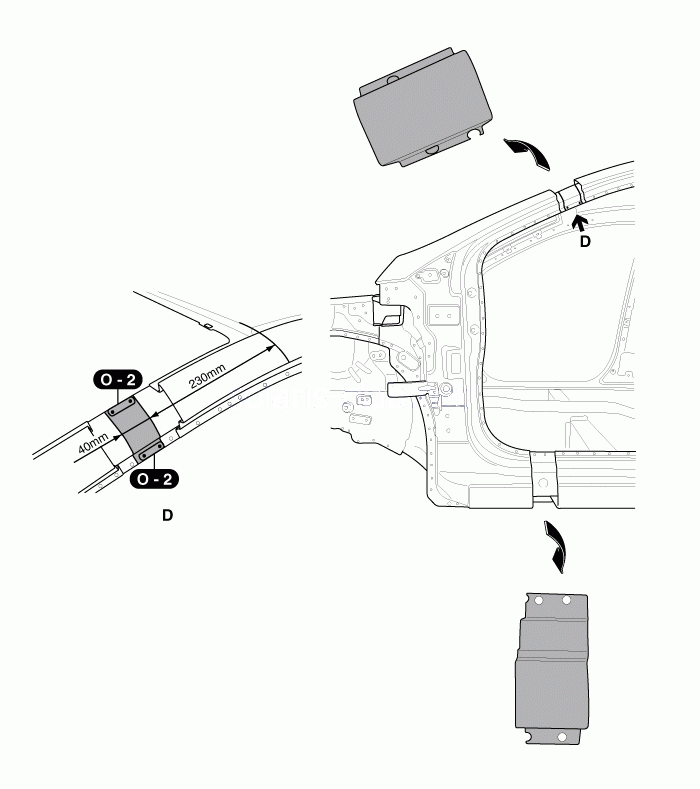 1. Внутренняя панель передней стойки Hyundai Solaris