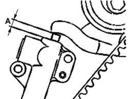 Место измерения выступания (А) штока натяжителя