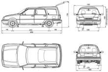 Габаритные размеры автомобиля Иж-21261 (высота автомобиля дана под нагрузкой и в снаряженном состоянии)