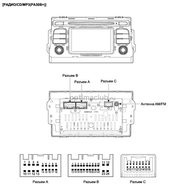 Схема подключения магнитолы киа рио 3