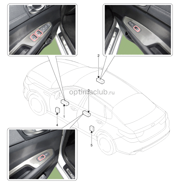 1. Расположение компонентов Kia optima jf