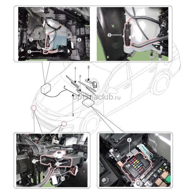 1. Расположение компонентов Kia optima jf
