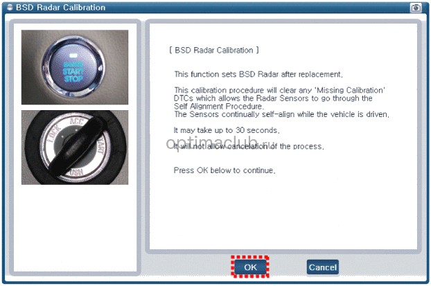 6. Blind Spot Detection Radar Calibration. Описание и работа Kia optima jf