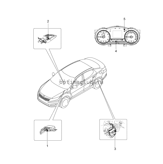 1. Компоненты и их расположение Kia Optima TF