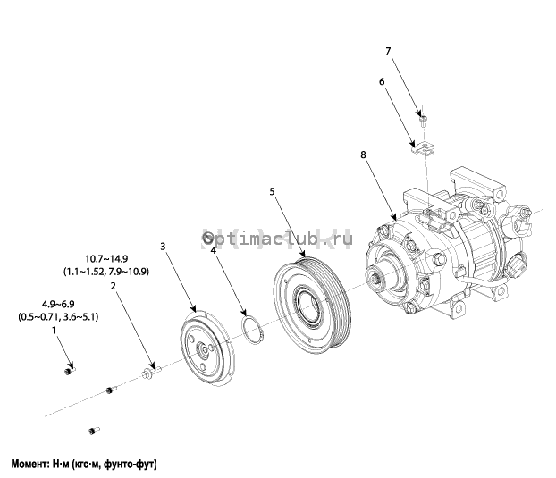 1. Компоненты и их расположение Kia Optima TF