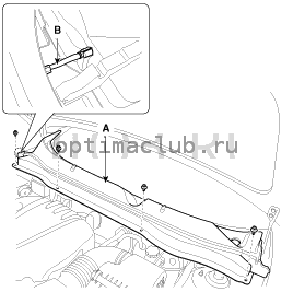 9. верхнее покрытие капота. Замена Kia Optima TF