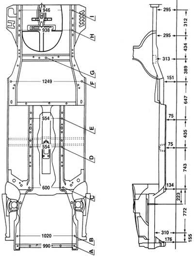 16.69 Расстояния между точками кузова Kia Sephia