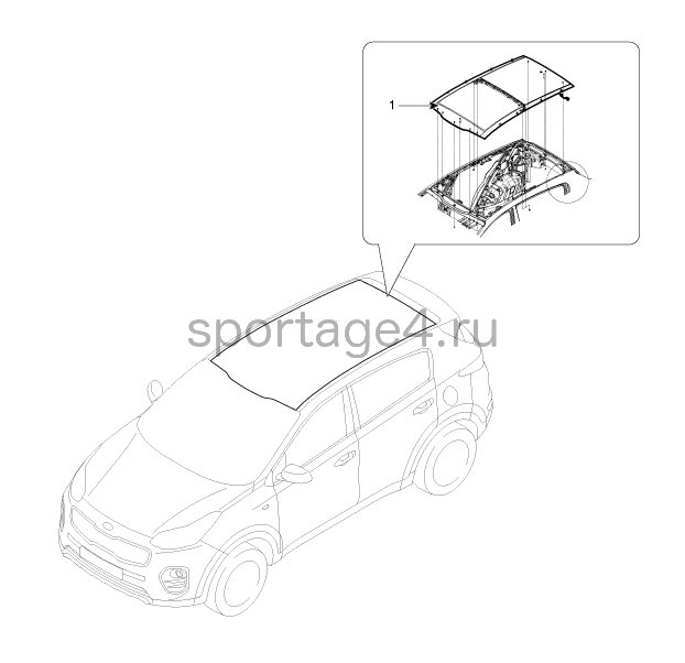 1. Местоположение компонентов Kia Sportage QL