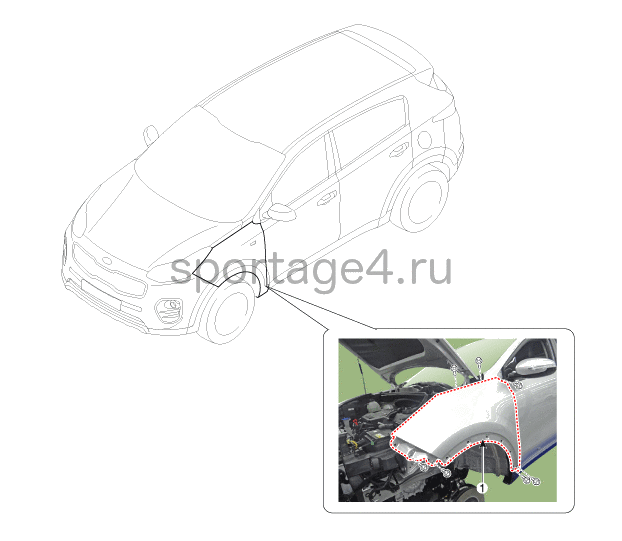 1. Расположение компонентов Kia Sportage QL