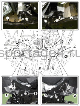 5. Подрамник. Снятие Kia Sportage QL