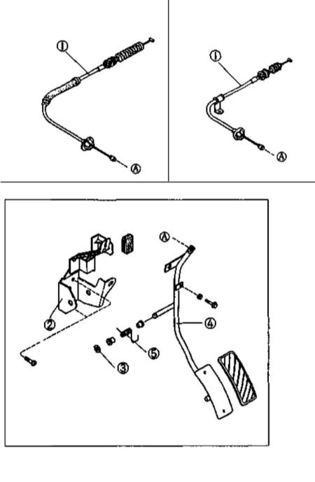 5.2.6 Снятие и установка педали газа, регулировка троса привода дроссельной заслонки Kia Sportage