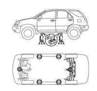 1.6 Поддомкрачивание/вывешивание и аварийная транспортировка автомобиля Lexus RX300