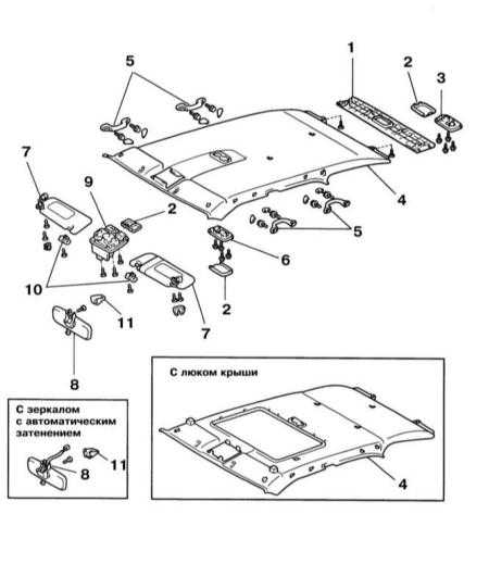 12.2.3 Снятие и установка отделки потолка Lexus RX300