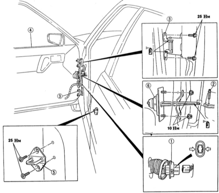 14.18  Снятие и установка/регулировка двери Mazda 323