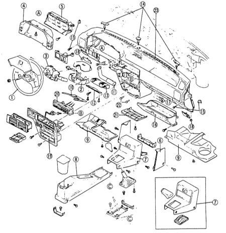 14.26  Панель приборов/средняя консоль Mazda 323