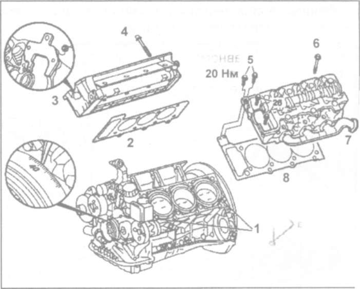 8.6.13 Снятие и установка головки блока цилиндров Mercedes-Benz W163 (ML Class)