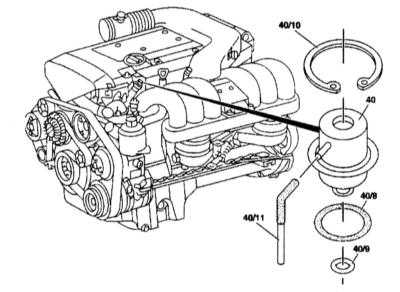 6.3.3 Снятие и установка диафрагменного регулятора давления топлива (кроме   двигателя М 104.990) Mercedes-Benz W140