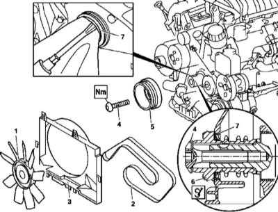 4.16 Снятие и установка демпфера крутильных колебаний/шкива приводного ремня Mercedes-Benz W163
