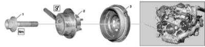 4.33 Снятие и установка демпфера крутильных колебаний/шкива приводного ремня Mercedes-Benz W163