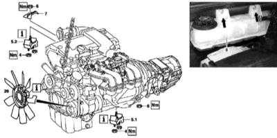 4.18 Снятие и установка опор подвески силового агрегата Mercedes-Benz W163
